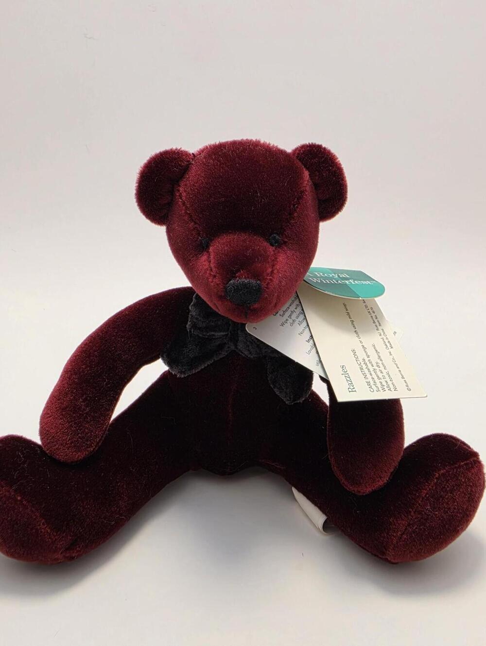 Vintage Russ Berrie "Razzles" Burgundy Bear - A Royal Winterfest New with Tags